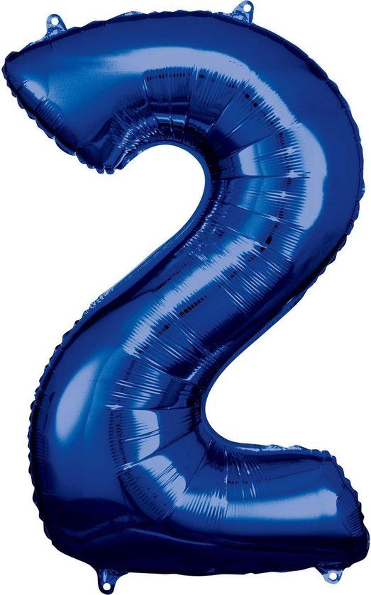 Amscan Folieballon Nummer 2 Blauw 50 x 88 cm