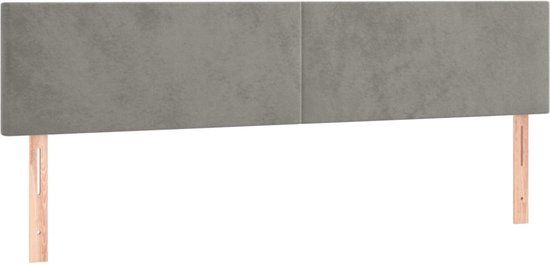 vidaXL Hoofdborden 200x5x78/88 cm fluweel lichtgrijs