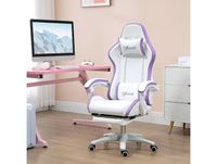 Vinsetto Chaise de jeu ergonomique inclinable à 135° blanc