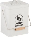 Relaxdays GFT-afvalbakje - 6 liter - met geurfilter - aanrecht - metaal - wit