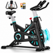 Advamsoler Vélo d'appartement : résistance réglable, écran LCD, application de fitness Bluetooth, système de transmission par courroie fluide et silencieux, capacité de poids de 350 lbs, cadre robuste et solide, guidon et siège réglables, roulette