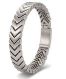 Mauro Vinci Herenarmband van roestvrij staal, 19,5 cm, schakelarmband van roestvrij staal, gourmetarmband voor heren, matte stalen armband, cadeau voor mannen