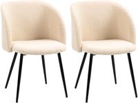 HOMCOM Set van 2 eetkamerstoelen, polyester, 55x62x80cm, beige