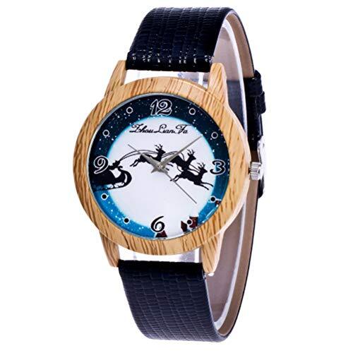 VILLCASE Polshorloge-Kinderen quartz horloge mode elk patroon horloge armband horloge sieraden verjaardagscadeau feest gunst (zwart)