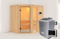 Karibu Sahib 2 Sauna porte en verre bronze poêle 9 kW commande externe