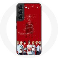 Maniacase Hoesje voor Samsung Galaxy S21 FE BTS Bangtan Boys Rode Achtergrond Kerstcadeau 2023