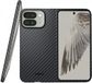 NEKIT Fiber Hoesje Geschikt voor Google Pixel 9 Pro Fold - Compatibel met MagSafe - High-tech Kevlar Aramidevezels 1500D - Back Cover Ultra Dun - Grijs/Zwart