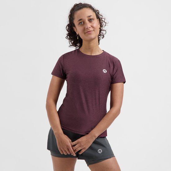 Rogelli Essential Hardloopshirt Dames - Korte Mouwen - Aubergine - XS