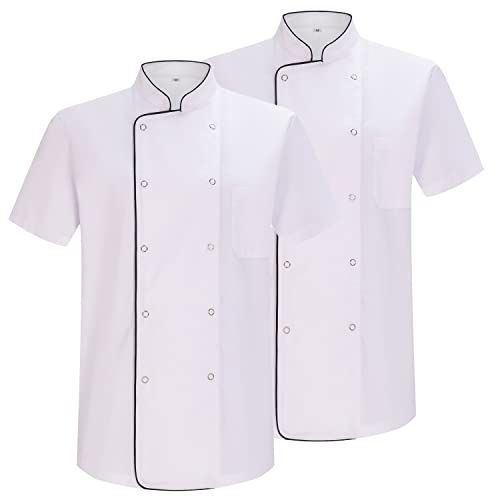 MISEMIYA - Set van 2 stuks -CHEF JACKETS GENTLEMAN met VERVORMDE KNOP - Ref.8421B, Chef Jacket 6821b - Wit, L