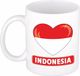 Bellatio Decorations Hartjes vlag Indonesie koffiemok - drink beker - white - 300 ml