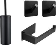 XIVADA Toilet Accessoires Zwart Set - Toiletset 4-delig - Wc Accessoires Zonder Boren