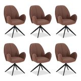 Homestyle4u Eetkamerstoel - set van 6 bruin - met armleuningen - draaibaar