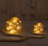 Anna's Collection Verlichte kerstballen - 2x stuks - goud - glas - aan touw - D10 en D15 cm - warm wit