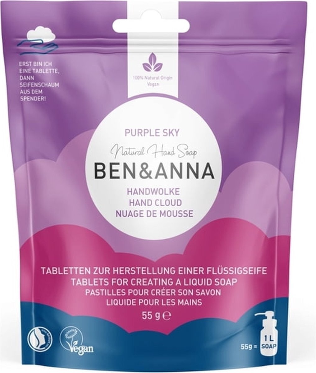 Ben & Anna Ben&Anna - Hand Cloud tabs Purple Sky