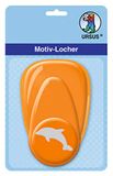 Ursus 19480022 - motiefperforator met hendel, medium, dolfijn, ca. 25,4 mm, oranje