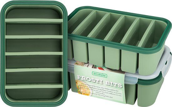 Bourgini Frosti Bits – Diepvriesbakjes set – 3 Siliconen Meal Prep Bakjes – 6 Vakken per Bakje (6 x 200ml) – Voordeelset – BPA-vrij