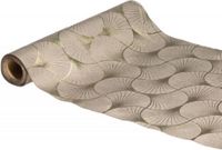 Chaks Tafelloper op rol - ginkgo print - beige/champagne - 28 x 300 cm - polyester