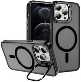 Selected by GSMpunt.nl Apple iPhone 12 Pro Max Hoesje MagSafe Back Cover met Camera Stand Zwart