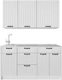 Vicco Eenpersoonskeuken Fame-Line, Wit Landhuis/Wit, 150 cm, WB Marmer