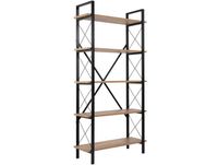 Étagère 5 niveaux effet bois et piètement noir 90 cm