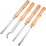 VEVOR Houtdraaigereedschap, 4-delige set, hardmetalen draaibankgereedschap met diamant, ronde, vierkante snijders, comfortabele handgrepen voor doe-het-zelvers