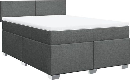 vidaXL Boxspring met matras stof donkergrijs 140x190 cm
