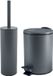 Spirella Set d'accessoires pour salle de bain/toilettes - Brosse WC et poubelle à pédale 5L - métal - gris foncé