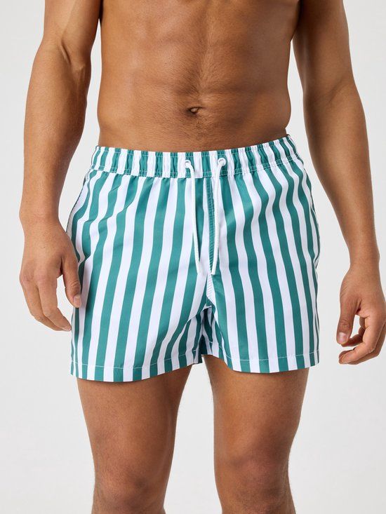 Bjorn borg Björn Borg Zwemshort Heren Gestreept Zwemshort Mannen - Groen/Wit - 100% Gerecycled Polyester - Maat L