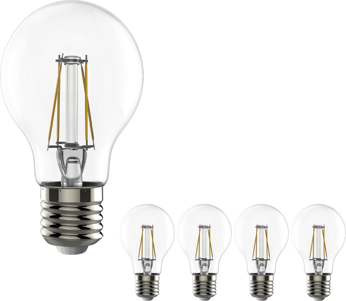 Proventa LED Filament lampen E27 - Dimbaar warm wit licht - Helder glas - 7W vervangt 60W - 5PACK