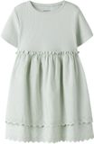 Robe coton biologique Pale Aqua Manches courtes Coupe évasée