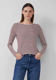s.Oliver shirt à manches longues en fil flammé avec encolure bateau rayé