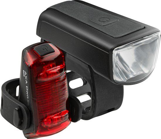 AXA Dwn 50 Lux Set - LED Fietslampjes Voor en Achter - USB Oplaadbaar - Zwart