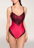 POUPEE Body Marilyn Zwart Kant Malinorood V-hals