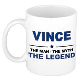 Bellatio Decorations Naam cadeau Vince - The man, The myth the legend koffie mok / beker 300 ml