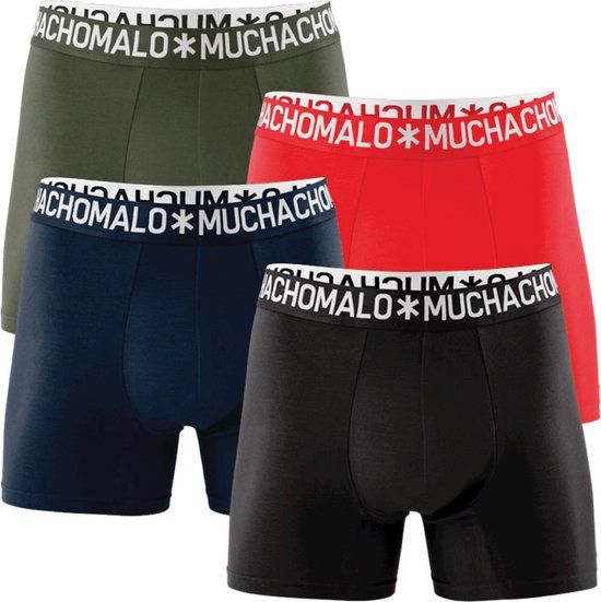 Muchachomalo - Heren Boxershorts - 4-pack - Basiscollectie - Effen - Groen - 95% Katoen, 5% Elastaan - Maat M