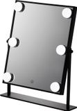 Jjdk Make-upspiegel Hollywood Led 35 X 25 Cm 2x Vergroting Zwart