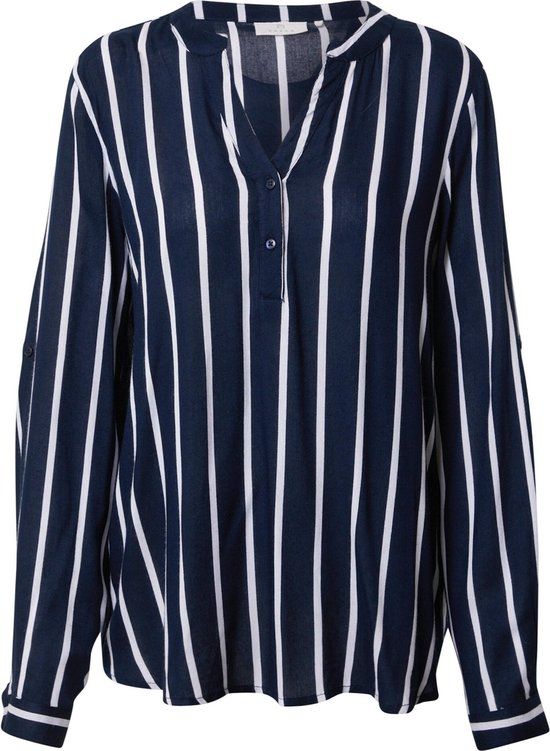 Kaffe KAstridy Blouse Dames - Maat 36 - Midnight Marine/Chalk
