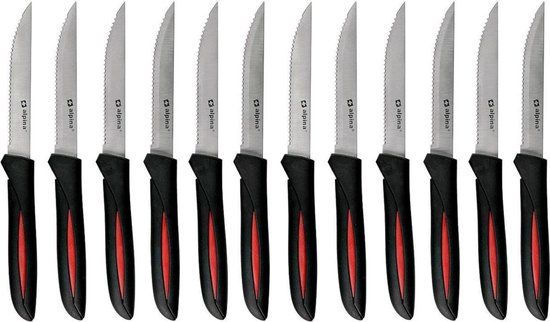 Alpina Steakmessen - Set van 12 - RVS - Zwart