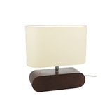 Homemania HOMBR_0206 Tafellamp Shade vorm, bureau, nachtkastje, donker hout, stof, wit, 30 x 12 x 31 cm