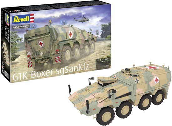 Revell Modelbouwpakket Militaire voertuigen - 03362 GTK Boxer sgSanKfz - Militair Medisch Transportvoertuig Ambulance Plastic - 1:72 - Modelbouw