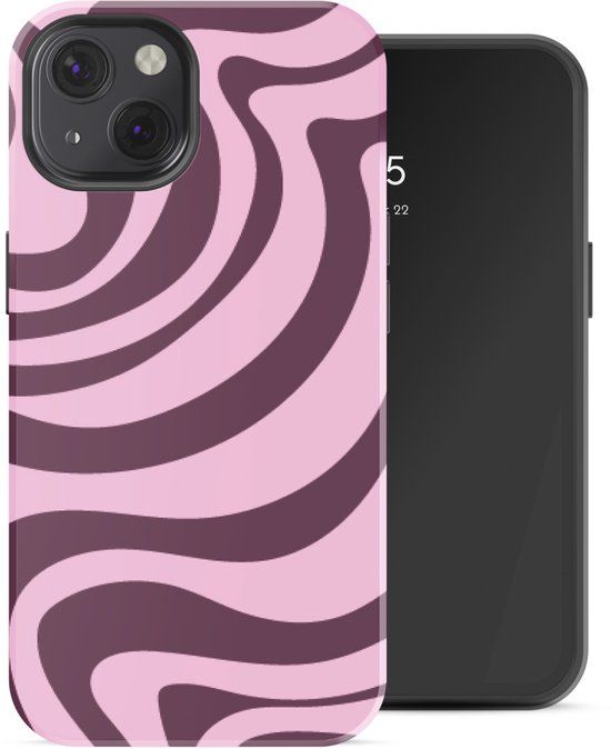 Selencia Hoesje - Geschikt voor Apple iPhone 13 - Backcover - Wavy Swirl Pink Plum