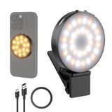 NEEWER Magnetische selfielamp op instapniveau, compatibel met MagSafe iPhone, 1 W clip-on metalen led-telefoonvulringverlichting voor laptop, videoconferentie, make-up opname, CRI95+ 840lux/0,2 m