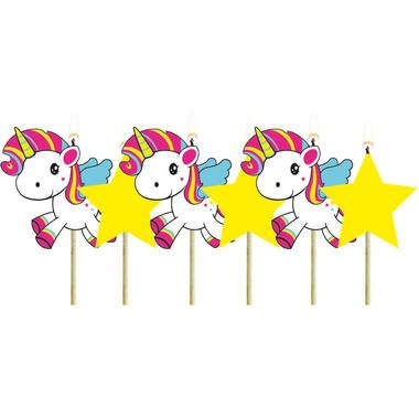 Folat 8714572650496 - Verjaardagskaarsjes & taartsterretjes - geel, roze, wit - 6 stuks