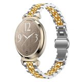 By Qubix Qubix Metalen schakelbandje - Zilver met goud - Compatible met Garmin Lily 2