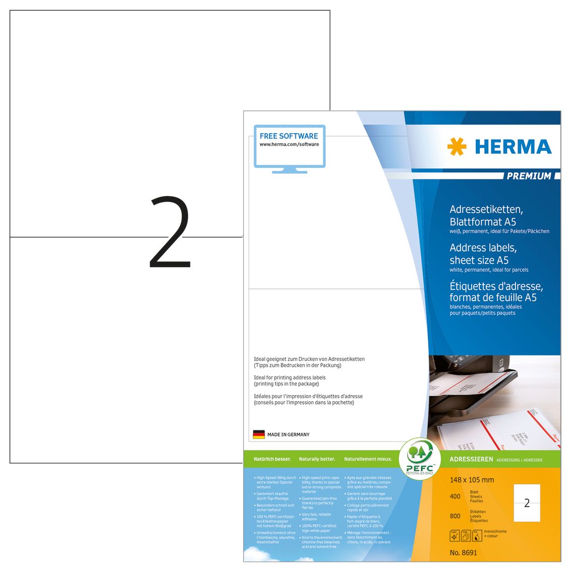 HERMA 8691 Adreslabels - wit - papier