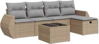 vidaXL 6-delige Loungeset met kussens, polyrattan, beige