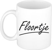 Bellatio Decorations Floortje Naam koffiemok - beker - met sierlijke letters - wit - cadeau - collega - moederdag - verjaardag - personeel