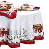 Elrene Home Fashions Villeroy & Boch Toy's Fantasy Holiday Engineered tafelkleed, 152,4 x 213,4 cm ovaal, meerkleurig