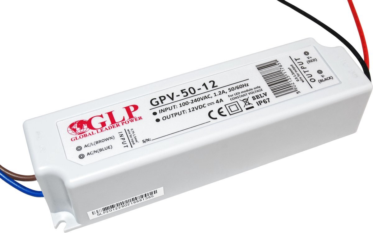 Global Leader Power GLP Waterdichte LED Voeding 12V DC - 4A- 48W