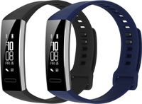 kwmobile 2x horlogebandjes geschikt voor Huawei Band 2 / Band 2 Pro bandje - Smartwatch bandjes van TPU - Activity tracker horloge band in zwart / donkerblauw